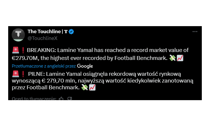 HIT! Lamie Yamal pobił REKORD WARTOŚCI piłkarza według Football Benchmark!